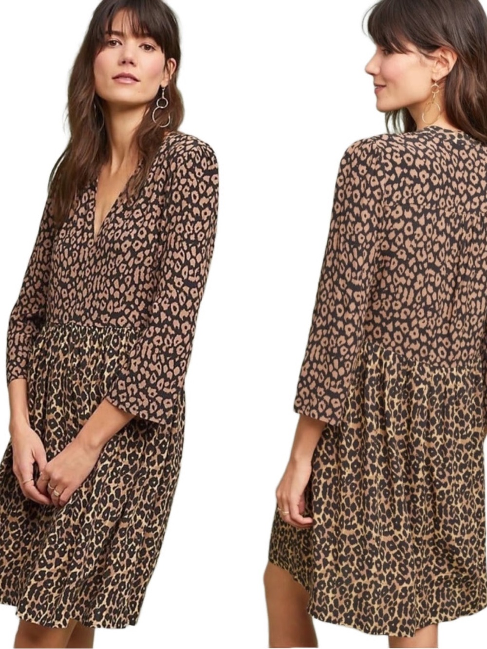 Anthropologie Maeve Juno Leopard Cheetah Print Dress XS